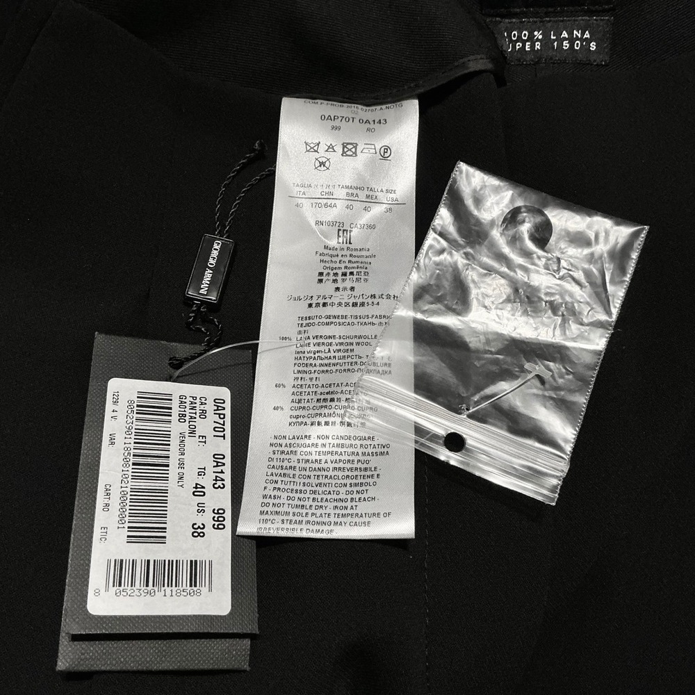 NEW Giorgio Armani Women's Black Super 150's Wool Pleated Pants IT 40 US 38/8 - Picture 8 of 12